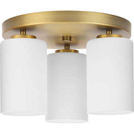 Progress Lighting Cofield Collection 60W Three-Light Flush Mount Fixture Vintage Brass (P350238-163)