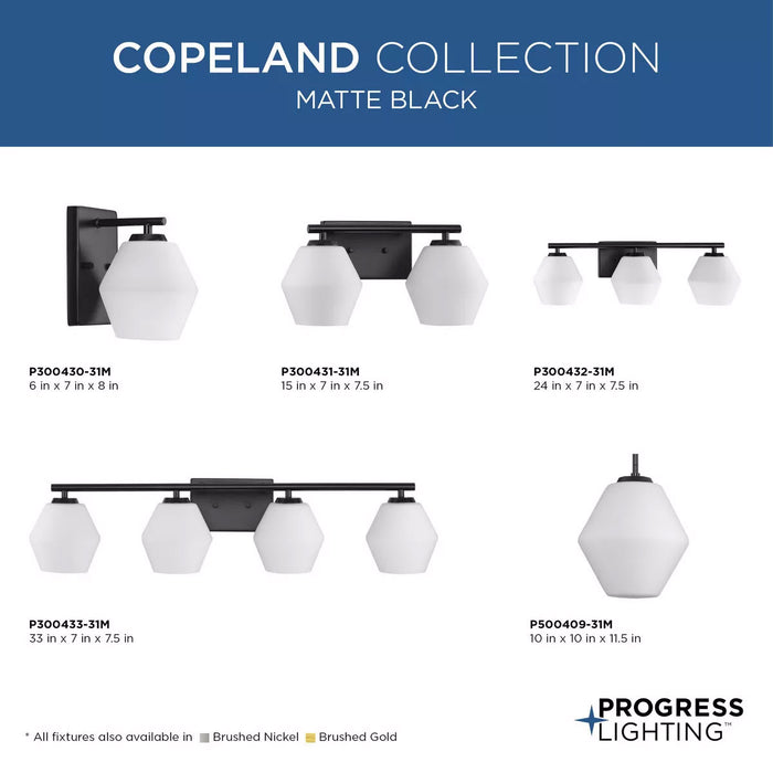 Progress Lighting Copeland Collection 75W Four-Light Bath Fixture Matte Black (P300433-31M)