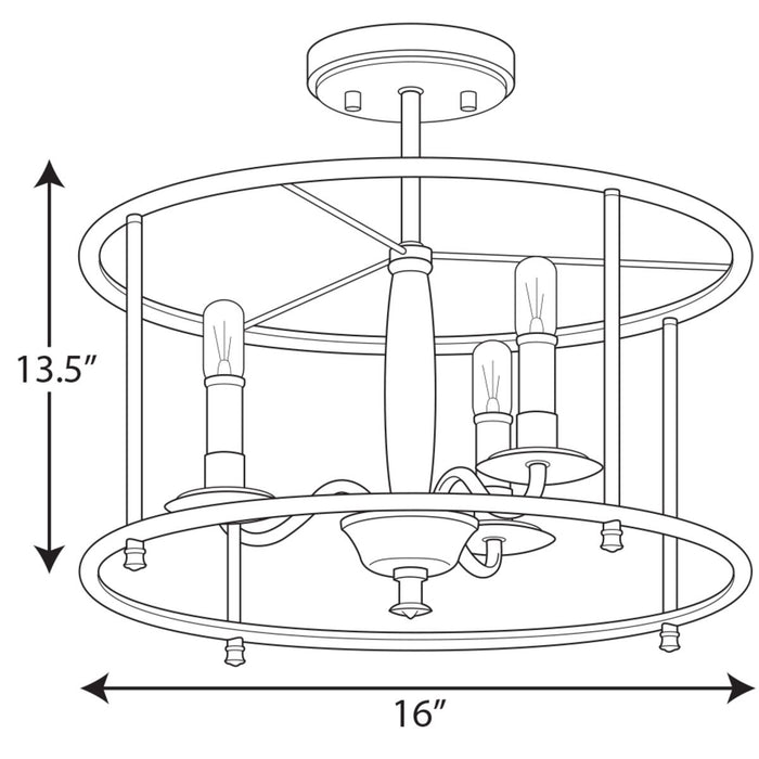Progress Lighting Durrell Collection Brushed Nickel Semi-Flush Convertible (P350150-009)