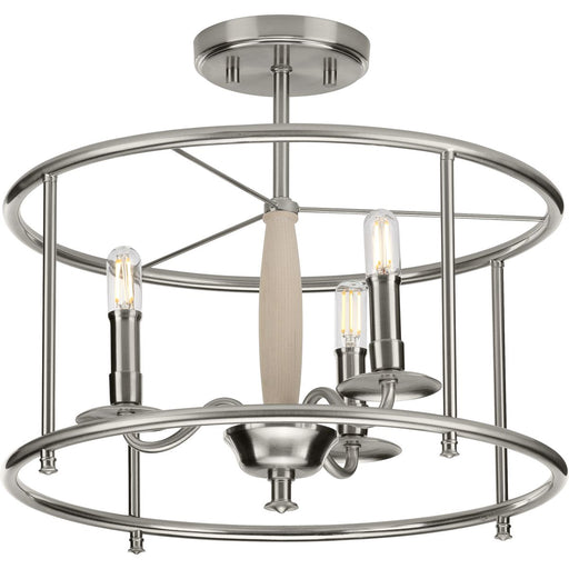 Progress Lighting Durrell Collection Brushed Nickel Semi-Flush Convertible (P350150-009)