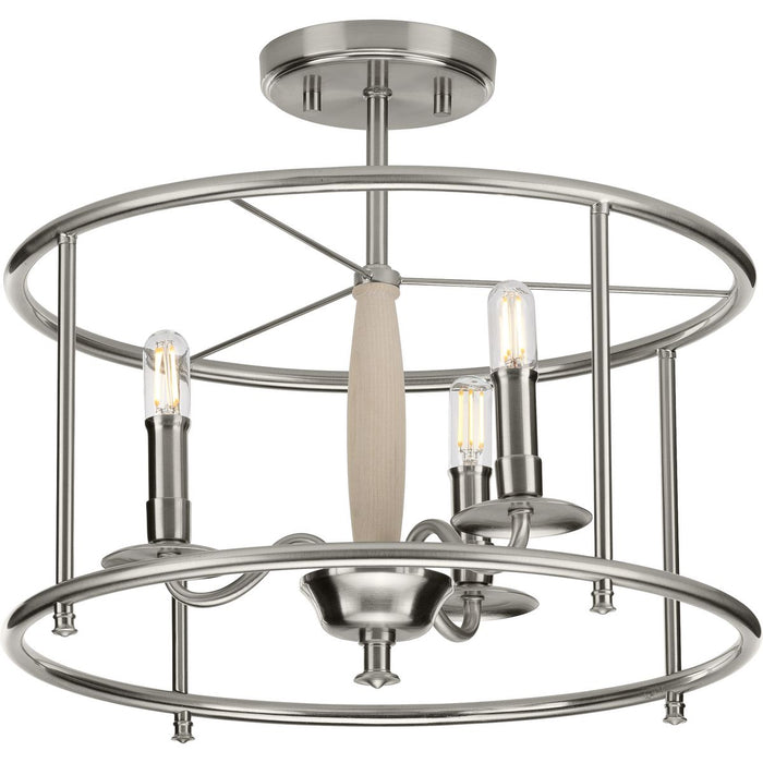 Progress Lighting Durrell Collection Brushed Nickel Semi-Flush Convertible (P350150-009)