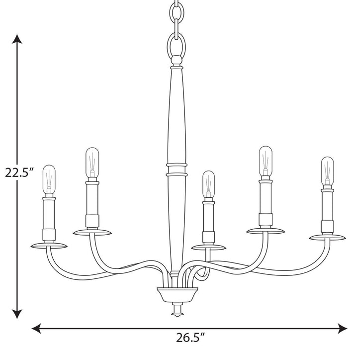 Progress Lighting Durrell Collection Five-Light Black Chandelier (P400199-031)