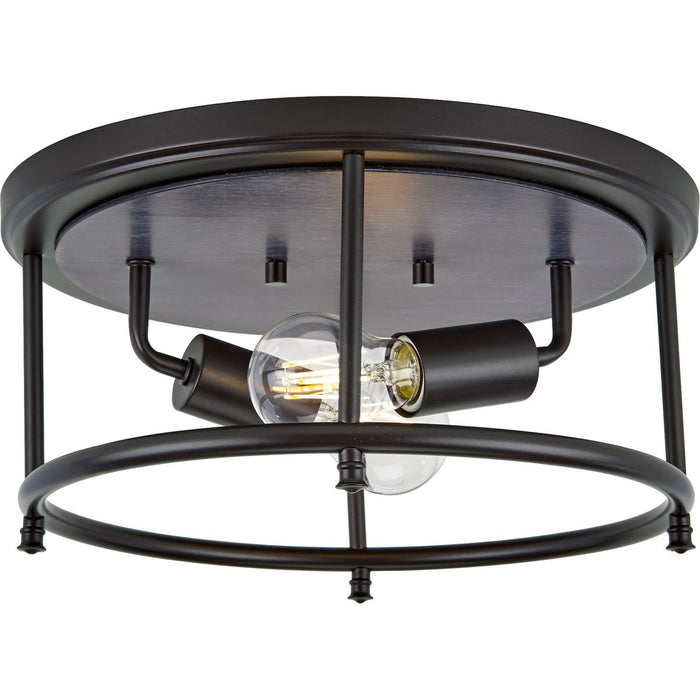 Progress Lighting Durrell Collection Two-Light Black 13 Inch Flush Mount (P350151-031)