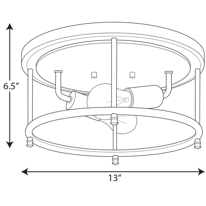 Progress Lighting Durrell Collection Two-Light Black 13 Inch Flush Mount (P350151-031)