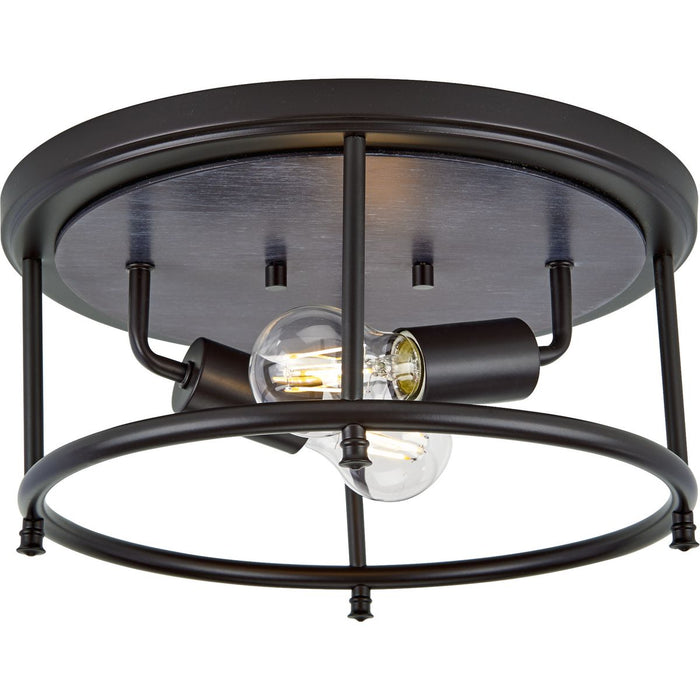 Progress Lighting Durrell Collection Two-Light Black 13 Inch Flush Mount (P350151-031)
