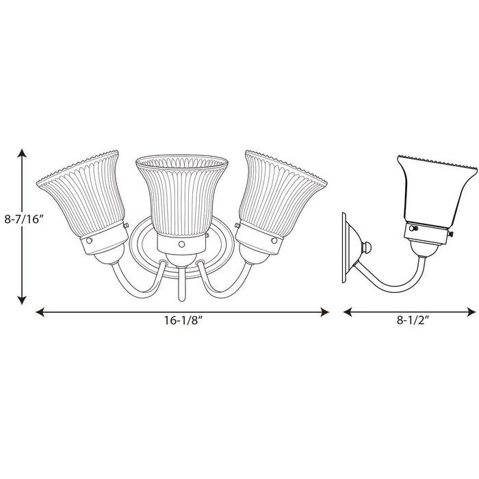 Progress Lighting Economy Fluted Glass Three-Light Bath And Vanity (P3289-09)