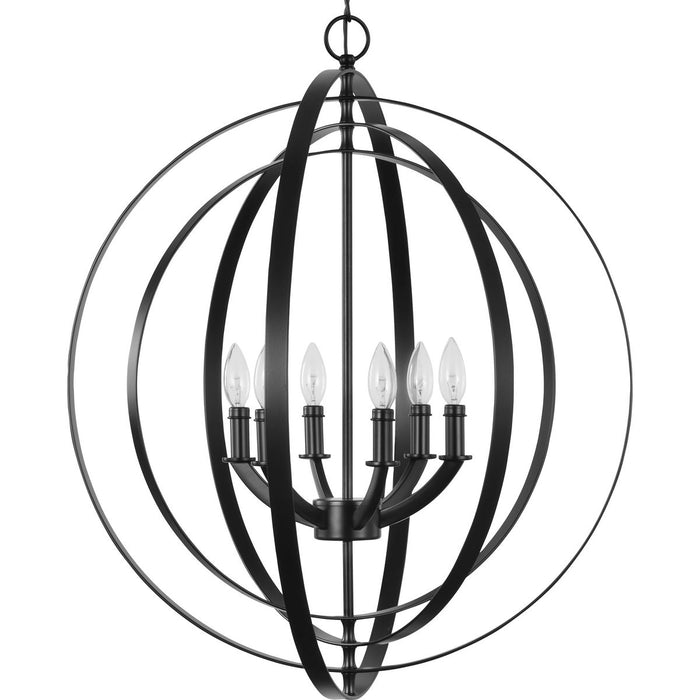 Progress Lighting Equinox Collection Black Six-Light Sphere Pendant (P3889-31)