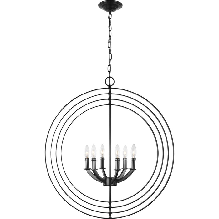 Progress Lighting Equinox Collection Black Six-Light Sphere Pendant (P3889-31)