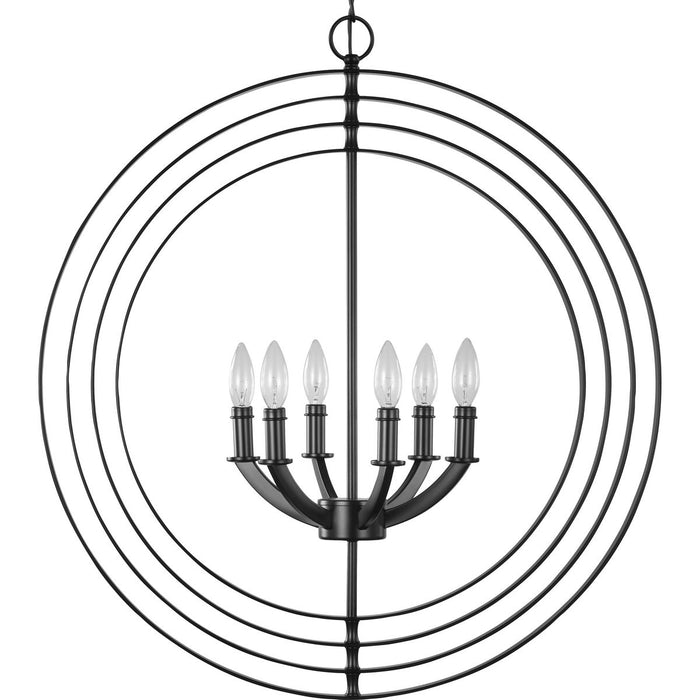 Progress Lighting Equinox Collection Black Six-Light Sphere Pendant (P3889-31)