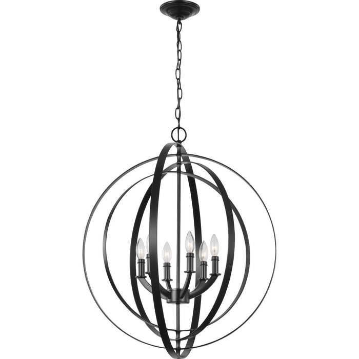 Progress Lighting Equinox Collection Black Six-Light Sphere Pendant (P3889-31)