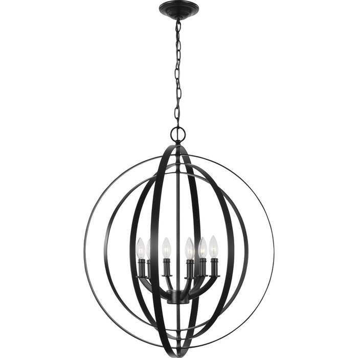 Progress Lighting Equinox Collection Black Six-Light Sphere Pendant (P3889-31)