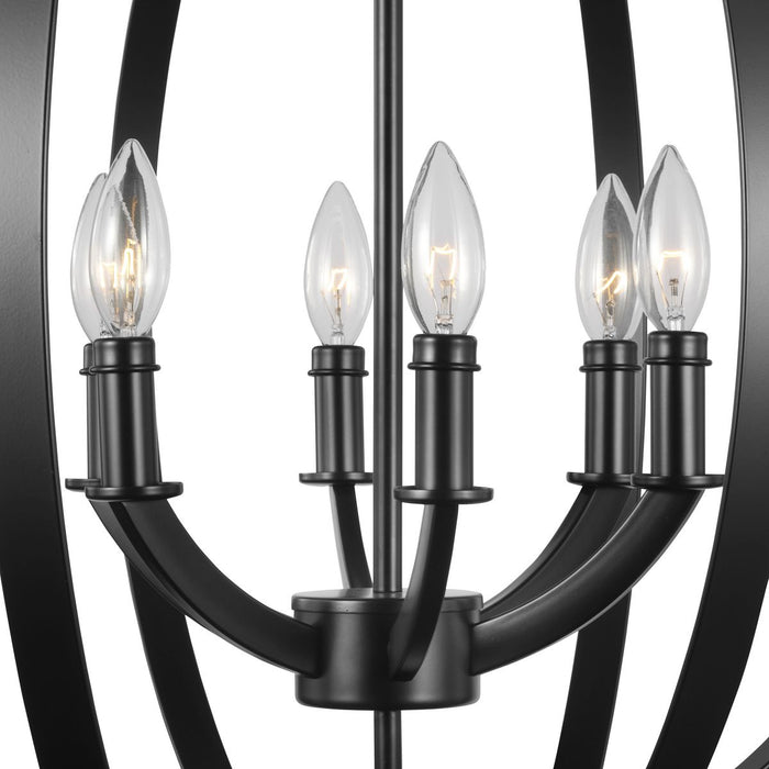 Progress Lighting Equinox Collection Black Six-Light Sphere Pendant (P3889-31)