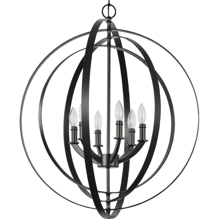 Progress Lighting Equinox Collection Black Six-Light Sphere Pendant (P3889-31)