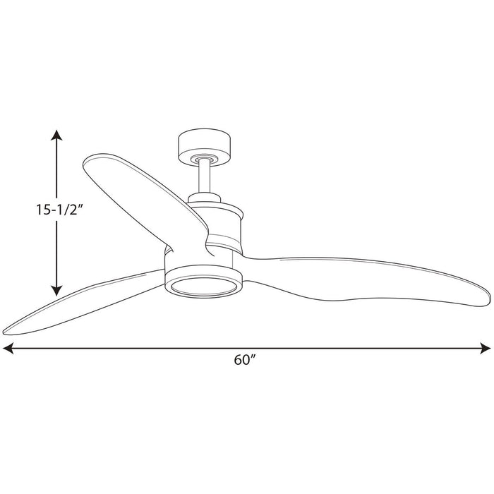 Progress Lighting Farris Collection Three-Blade Carved Wood 60 Inch Ceiling Fan 3000K (P250002-009-30)