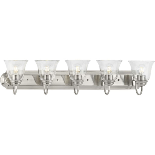 Progress Lighting Five-Light Brushed Nickel Transitional Bath/Vanity Light With Clear Glass For Bathroom (P300393-009)