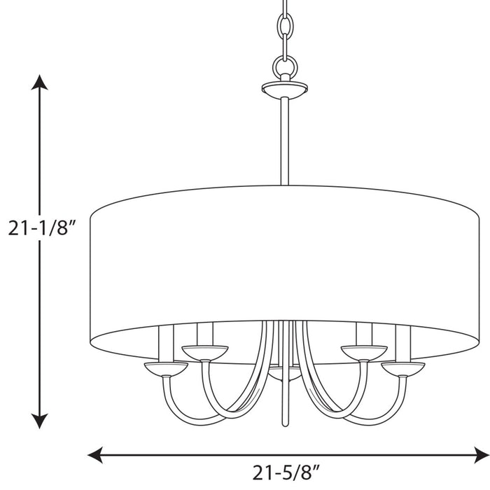 Progress Lighting Five-Light Chandelier With A Drum Shade (P4217-09)