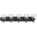 Progress Lighting Five-Light Matte Black Transitional Bath/Vanity Light With Clear Glass For Bathroom (P300393-31M)