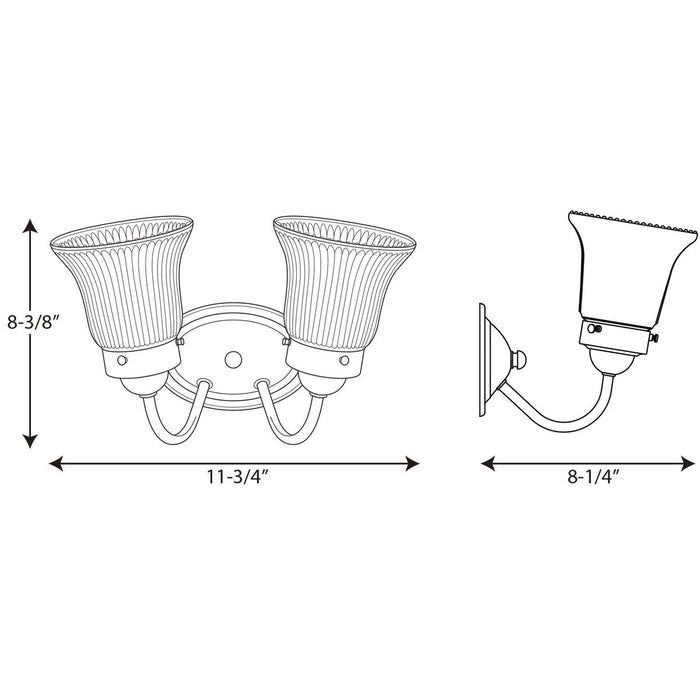 Progress Lighting Fluted Glass Collection Two-Light Bath And Vanity (P3288-15ET)