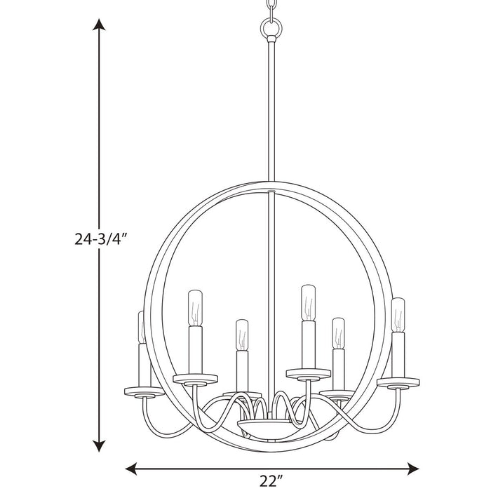 Progress Lighting Fontayne Collection Six-Light Chandelier (P400081-009)