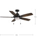 Progress Lighting Freestone Collection 6.5W 5-Blade Ceiling Fan With Light Antique Bronze (P250095-020-WB)