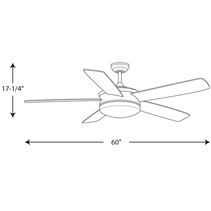 Progress Lighting Fresno Collection 60 Inch 5-Blade Ceiling Fan 3000K (P2548-0930K)