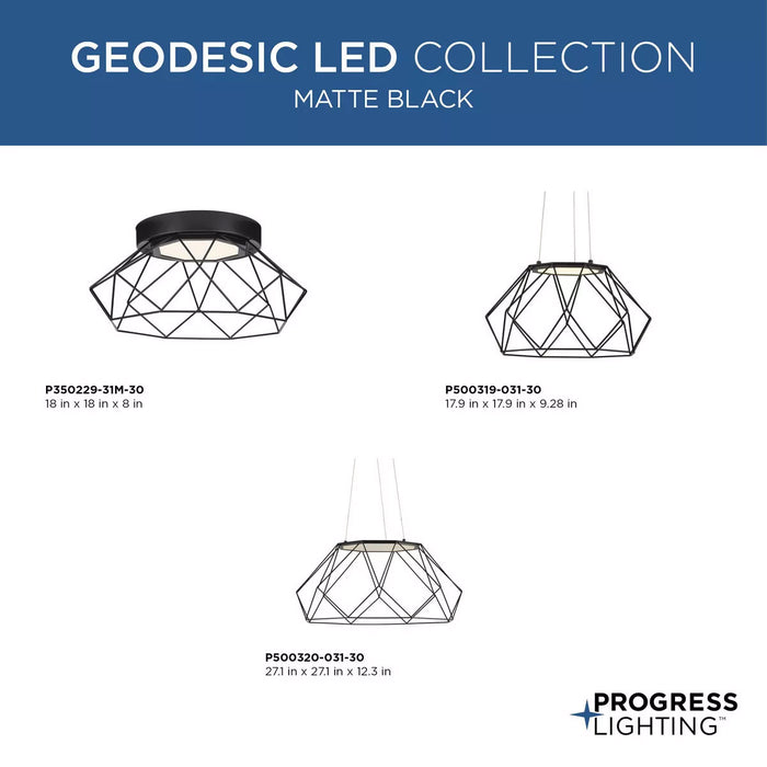 Progress Lighting Geodesic LED Collection 30W LED Flush Mount Matte Black (P350229-31M-30)