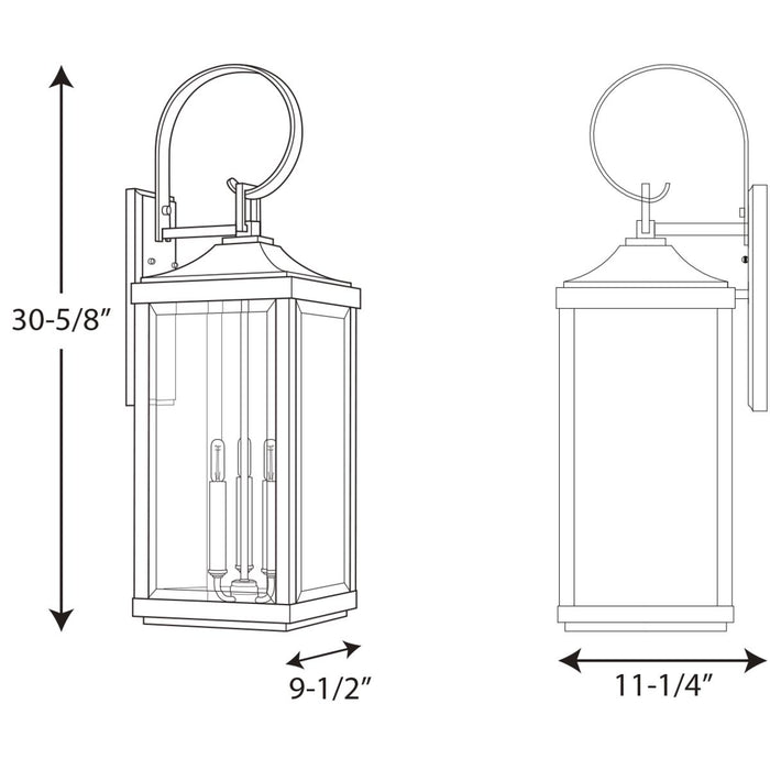 Progress Lighting Gibbes Street Collection Three-Light Large Wall Lantern (P560023-031)