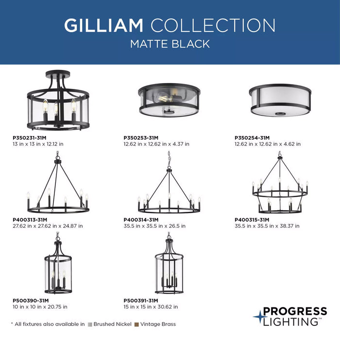 Progress Lighting Gilliam Collection 60W 15-Light Chandelier Matte Black (P400315-31M)