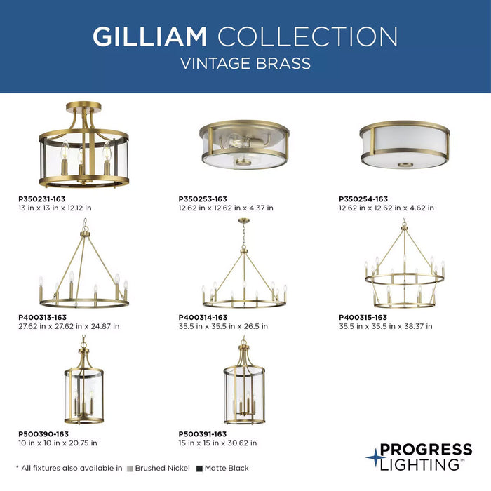 Progress Lighting Gilliam Collection 60W Four-Light Foyer Vintage Brass (P500391-163)