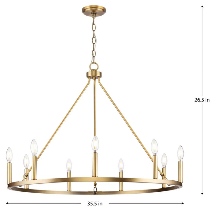 Progress Lighting Gilliam Collection 60W Nine-Light Chandelier Vintage Brass (P400314-163)