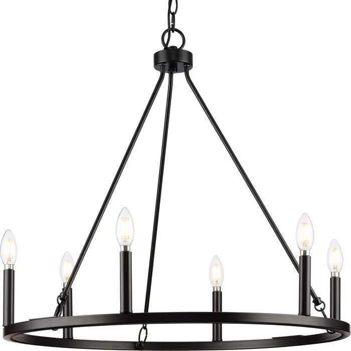 Progress Lighting Gilliam Collection 60W Six-Light Chandelier Matte Black (P400313-31M)