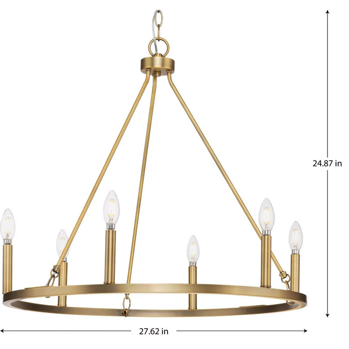 Progress Lighting Gilliam Collection 60W Six-Light Chandelier Vintage Brass (P400313-163)