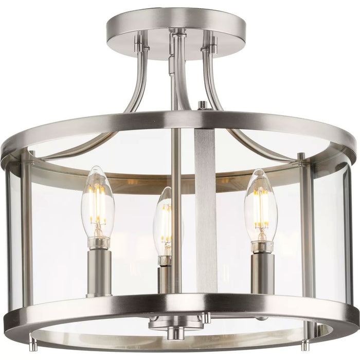 Progress Lighting Gilliam Collection 60W Three-Light Semi-Flush Mount Brushed Nickel (P350231-009)