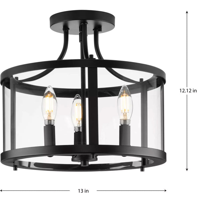 Progress Lighting Gilliam Collection 60W Three-Light Semi-Flush Mount Matte Black (P350231-31M)