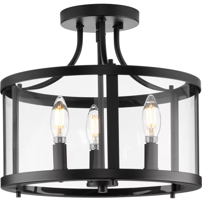 Progress Lighting Gilliam Collection 60W Three-Light Semi-Flush Mount Matte Black (P350231-31M)