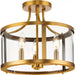 Progress Lighting Gilliam Collection 60W Three-Light Semi-Flush Mount Vintage Brass (P350231-163)