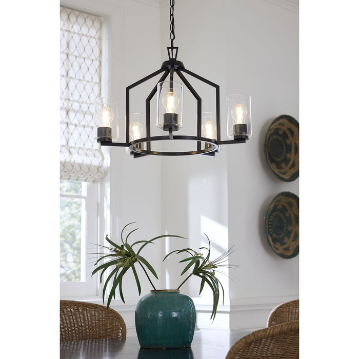 Progress Lighting Goodwin Collection 60W Five-Light Chandelier Matte Black (P400316-31M)