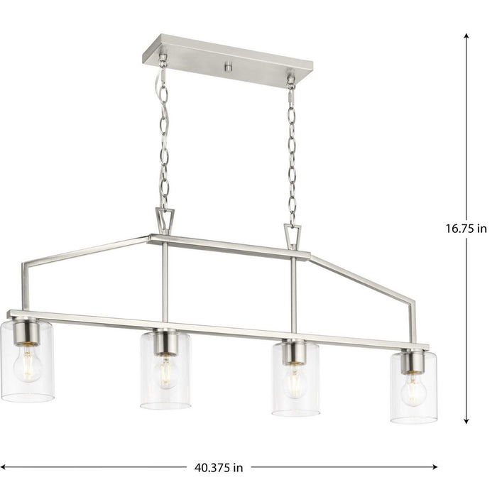 Progress Lighting Goodwin Collection 60W Four-Light Linear Chandelier Brushed Nickel (P400317-009)