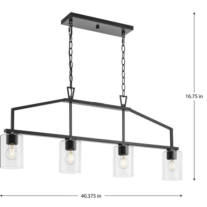 Progress Lighting Goodwin Collection 60W Four-Light Linear Chandelier Matte Black (P400317-31M)