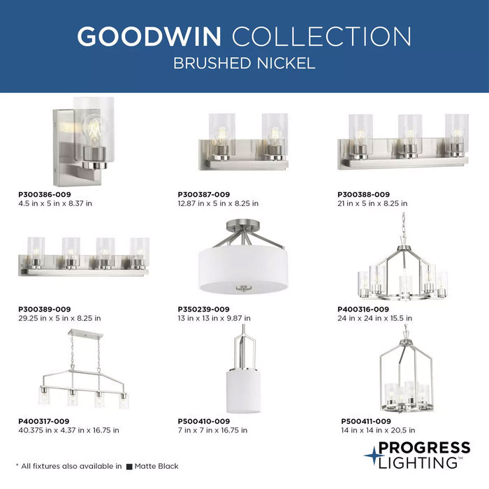 Progress Lighting Goodwin Collection 60W One-Light Mini-Pendant Brushed Nickel (P500410-009)