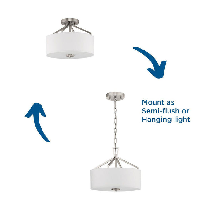 Progress Lighting Goodwin Collection 60W Two-Light Semi-Flush Mount Convertible Brushed Nickel (P350239-009)