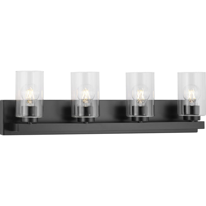Progress Lighting Goodwin Collection Four-Light Matte Black Modern Vanity Light With Clear Glass (P300389-31M)