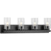 Progress Lighting Goodwin Collection Four-Light Matte Black Modern Vanity Light With Clear Glass (P300389-31M)