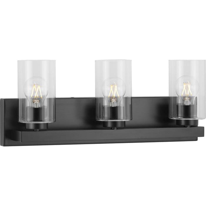 Progress Lighting Goodwin Collection Three-Light Matte Black Modern Vanity Light With Clear Glass (P300388-31M)