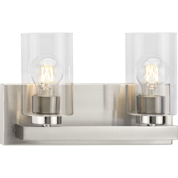 Progress Lighting Goodwin Collection Two-Light Brushed Nickel Modern Vanity Light With Clear Glass (P300387-009)