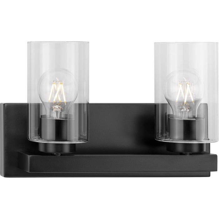 Progress Lighting Goodwin Collection Two-Light Matte Black Modern Vanity Light With Clear Glass (P300387-31M)