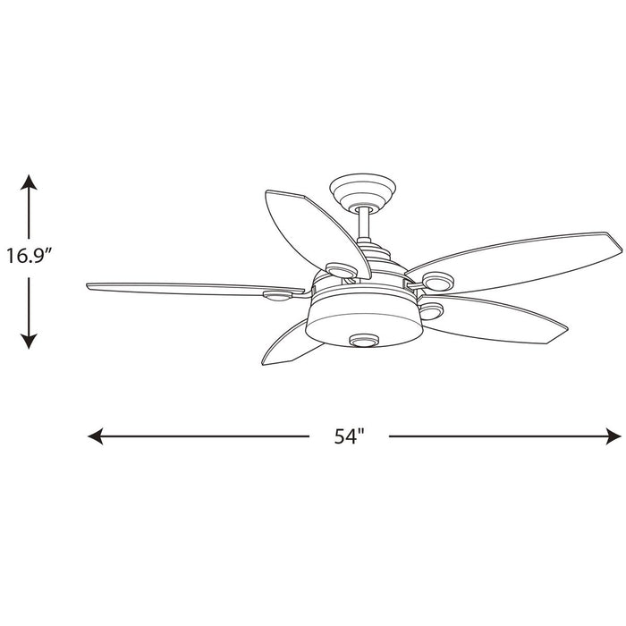 Progress Lighting Graceful Collection 54 Inch 5-Blade Fan With LED Light 3000K (P2544-1530K)