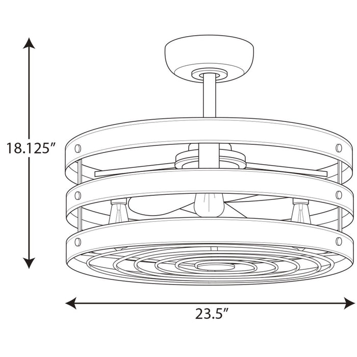 Progress Lighting Gulliver 23 Inch 3-Blade Fandelier With LED lights 2200K (P250012-143-22)