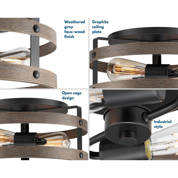 Progress Lighting Gulliver Collection 2 Light 60W Medium Base Flush Mount Close To Ceiling Fixture (P350169-143)