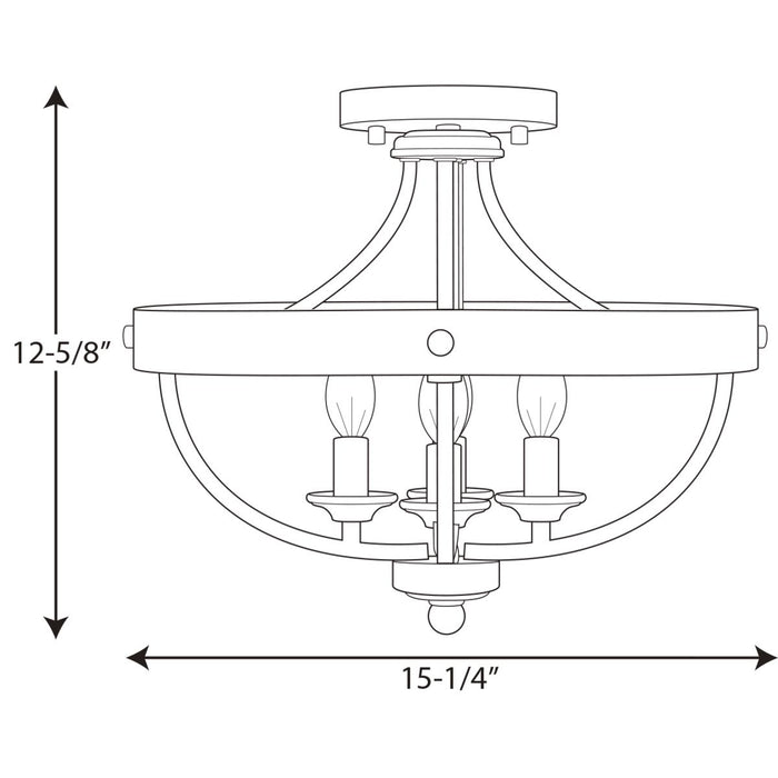 Progress Lighting Gulliver Collection Four-Light 14-1/4 Inch Semi-Flush Convertible (P350117-143)